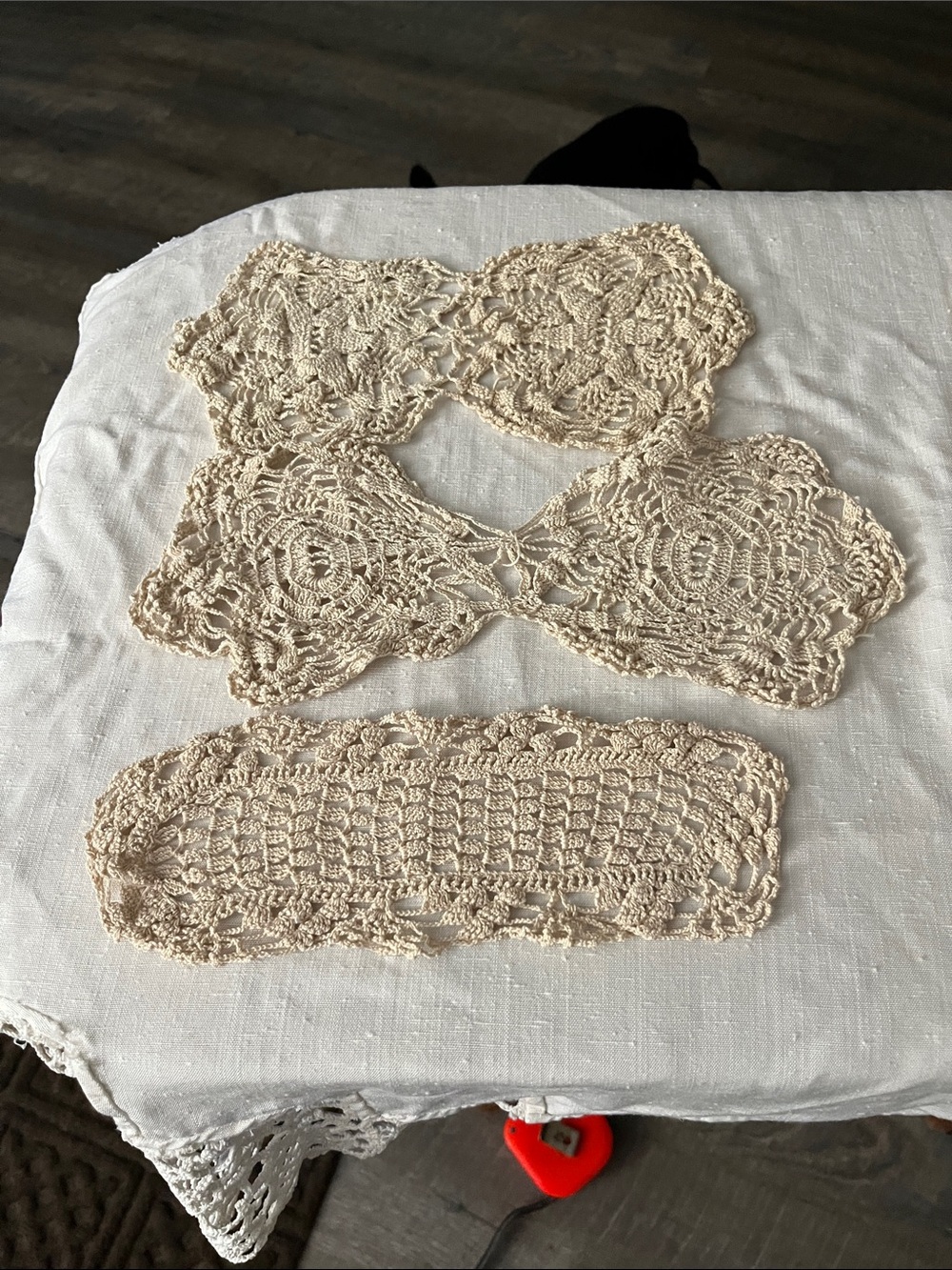 Hand Crafted Crochet Lace Accent Set - Neutral Cream